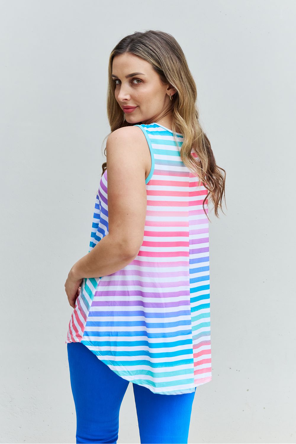 HEIMISH Love Yourself Multicolored Striped Sleeveless Top