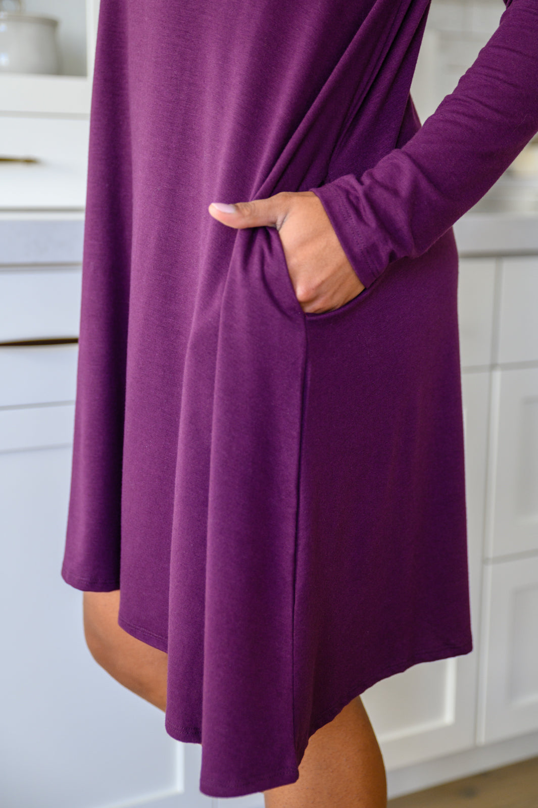 ZENANA Most Reliable Long Sleeve Knit Dress In Plum