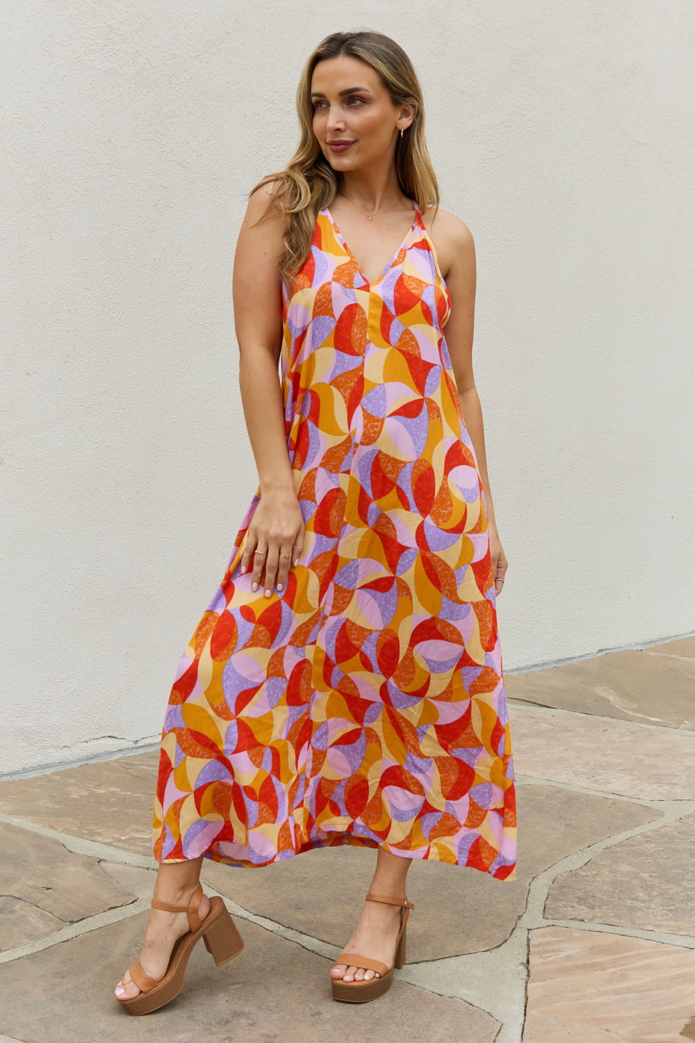 AND THE WHY Printed Sleeveless Maxi Dress